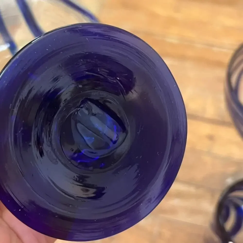 Blue Swirl Glassware Set 2 Margarita 1 Shot Glass 1 Wine Glass 1 Highball Glass