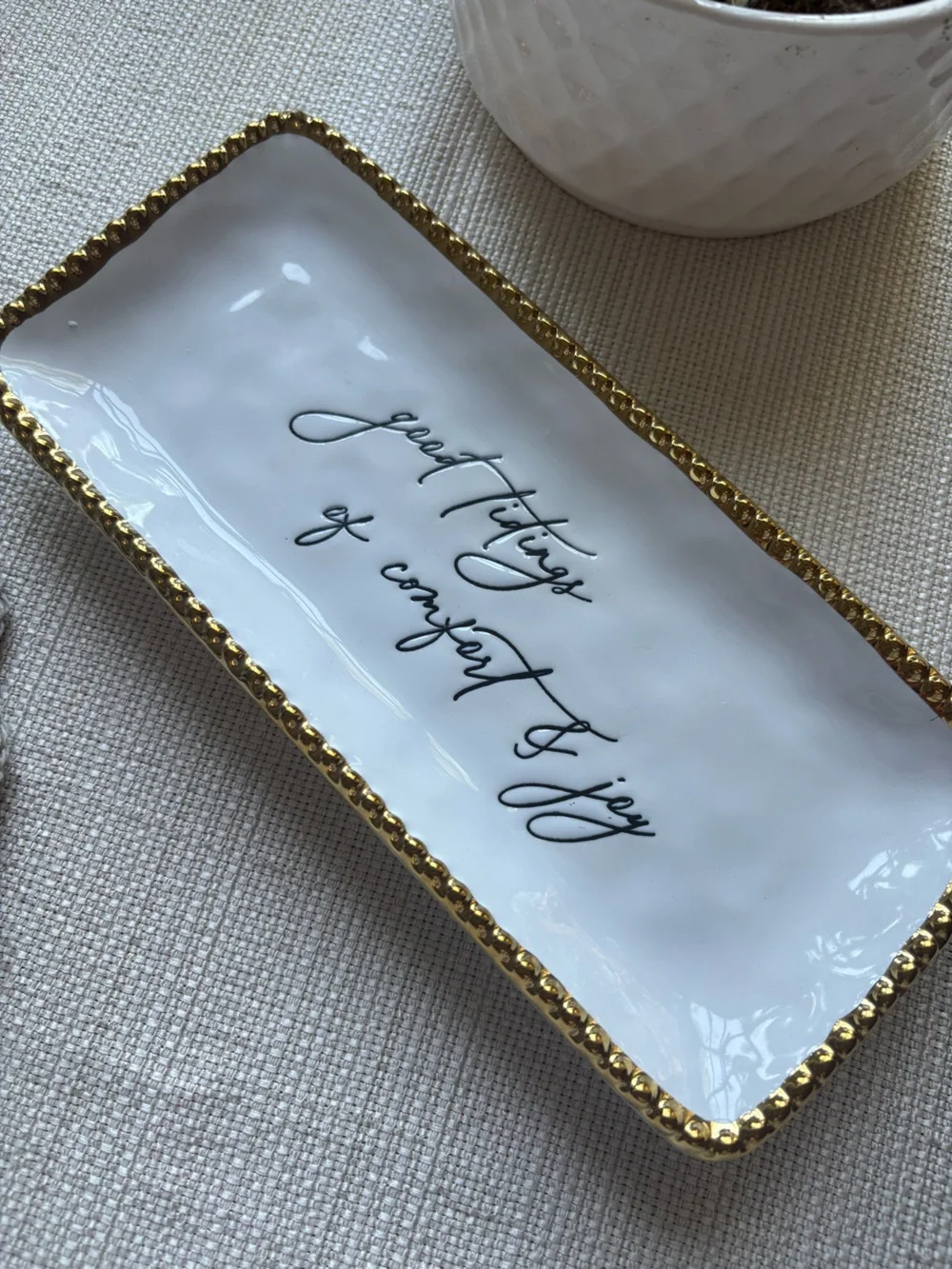 Mud Pie White Ceramic Tray