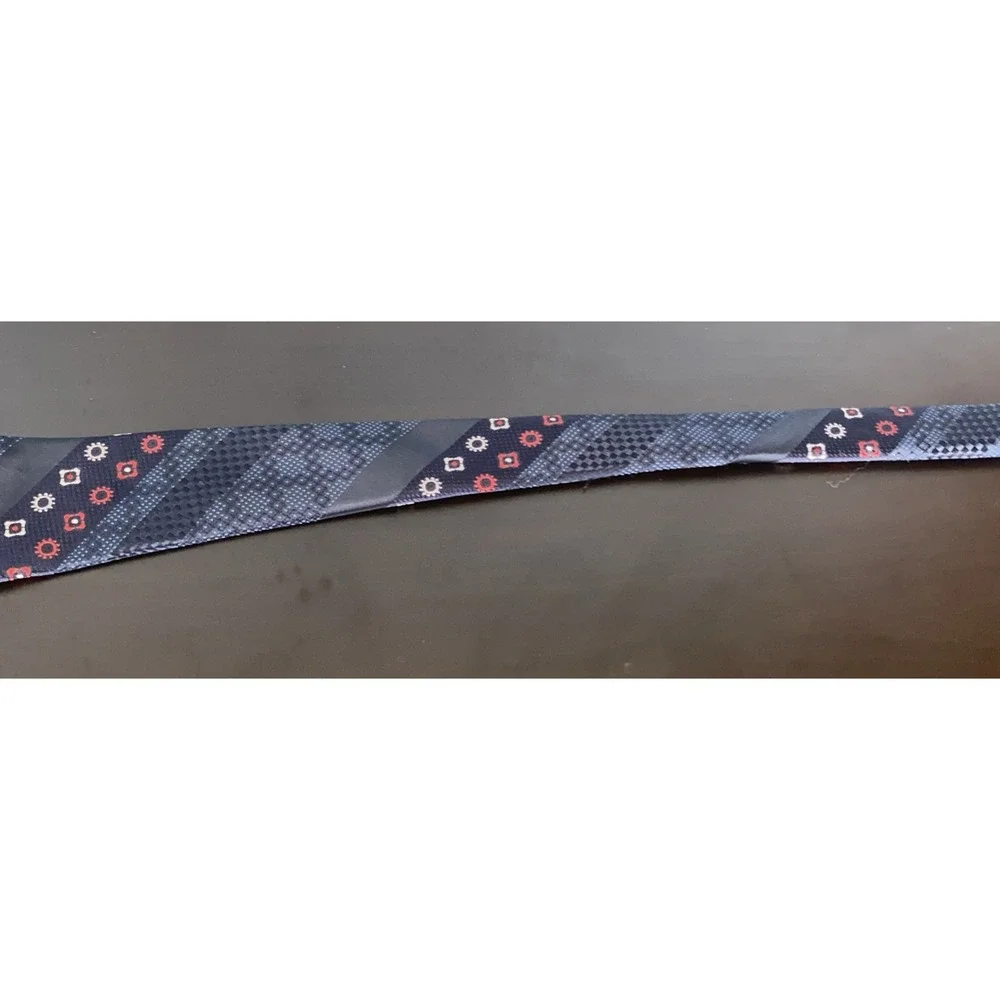 Vintage 50s 60s Blue‎ Atomic Age Geometric Diagonal Stripe Tie Mr. D's St. Louis
