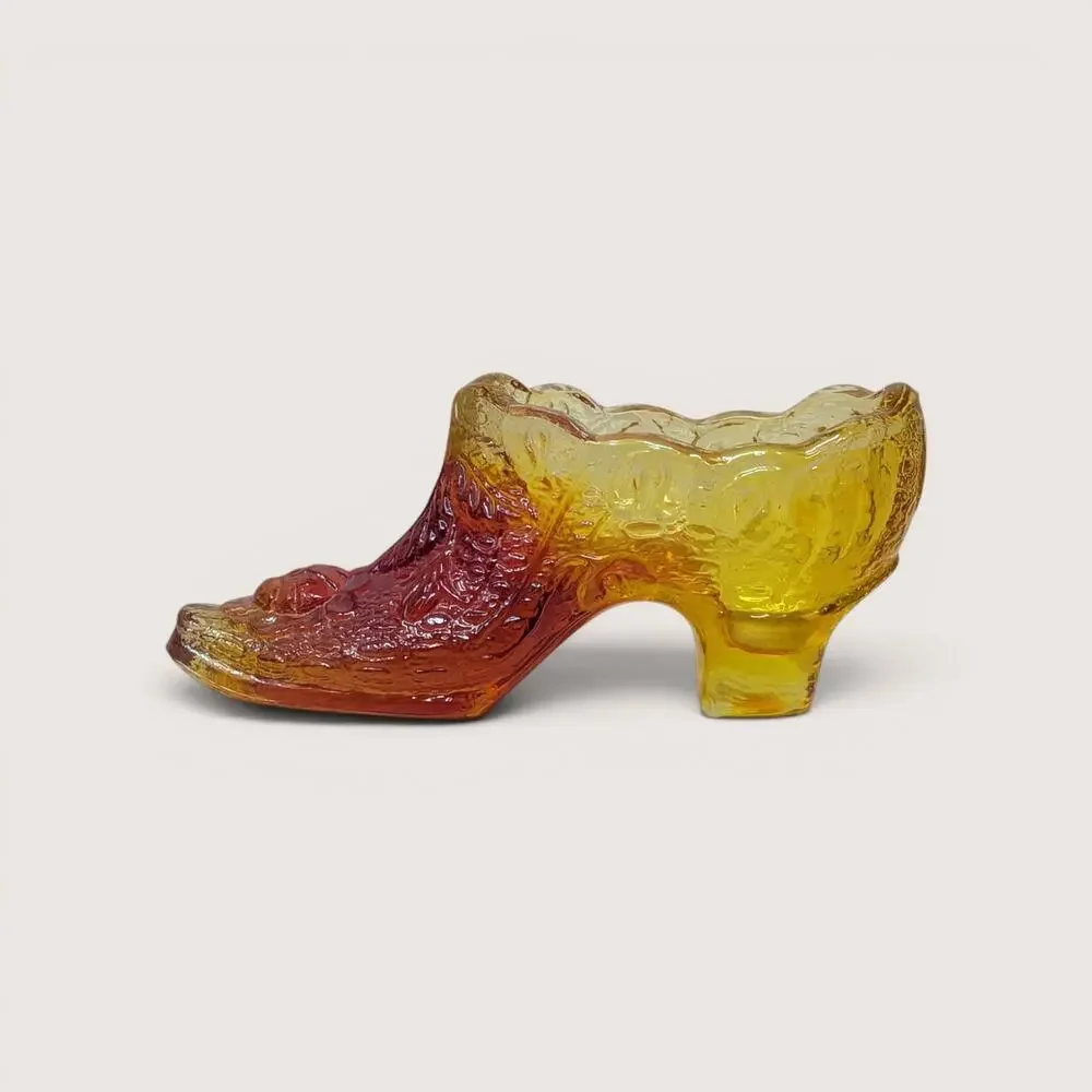 1970s Kanawha Amberina Glass Shoe