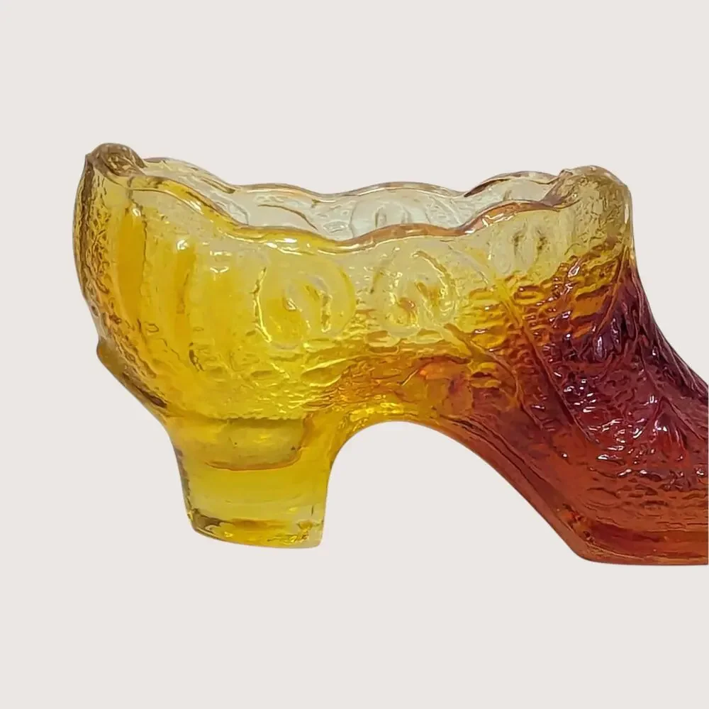 1970s Kanawha Amberina Glass Shoe