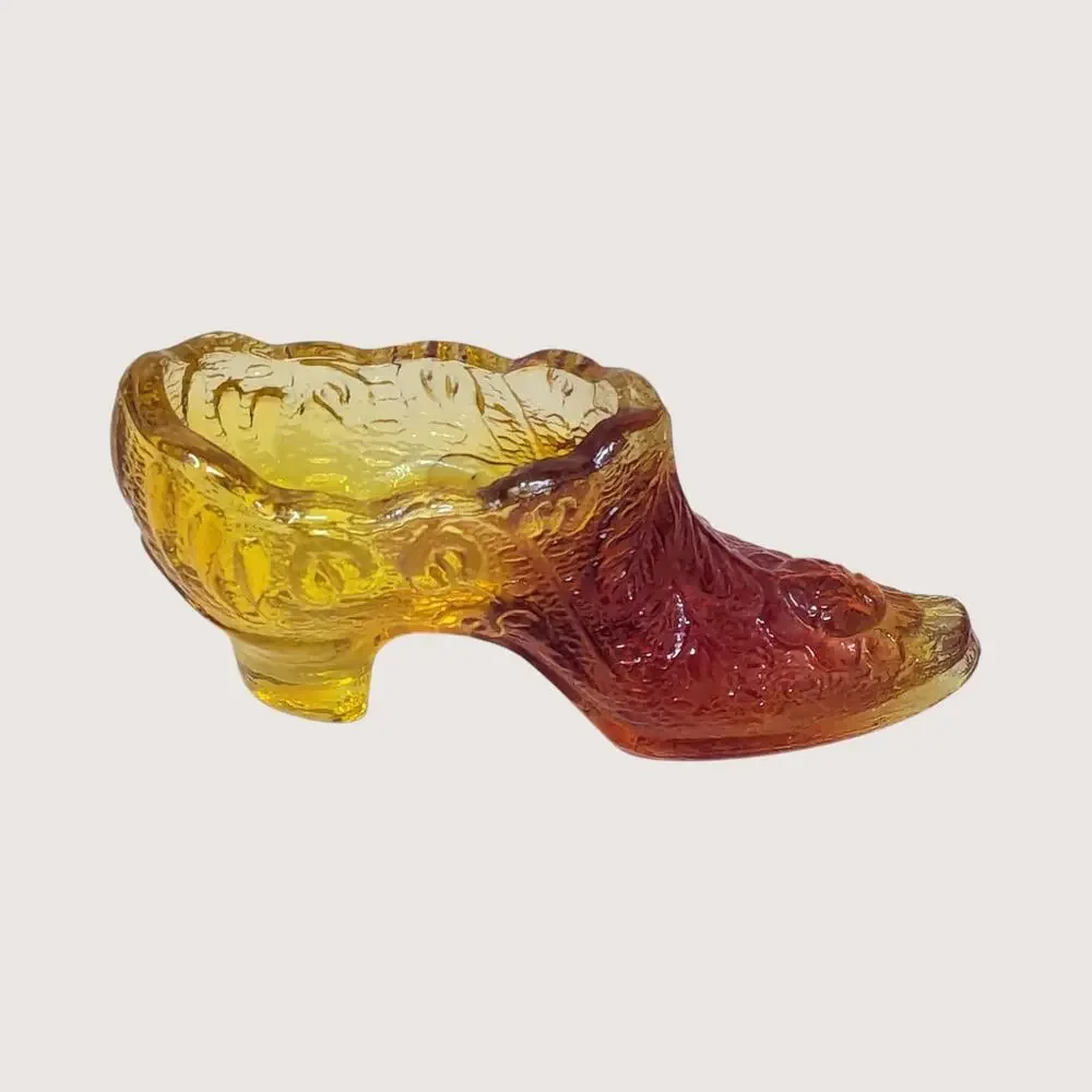 1970s Kanawha Amberina Glass Shoe