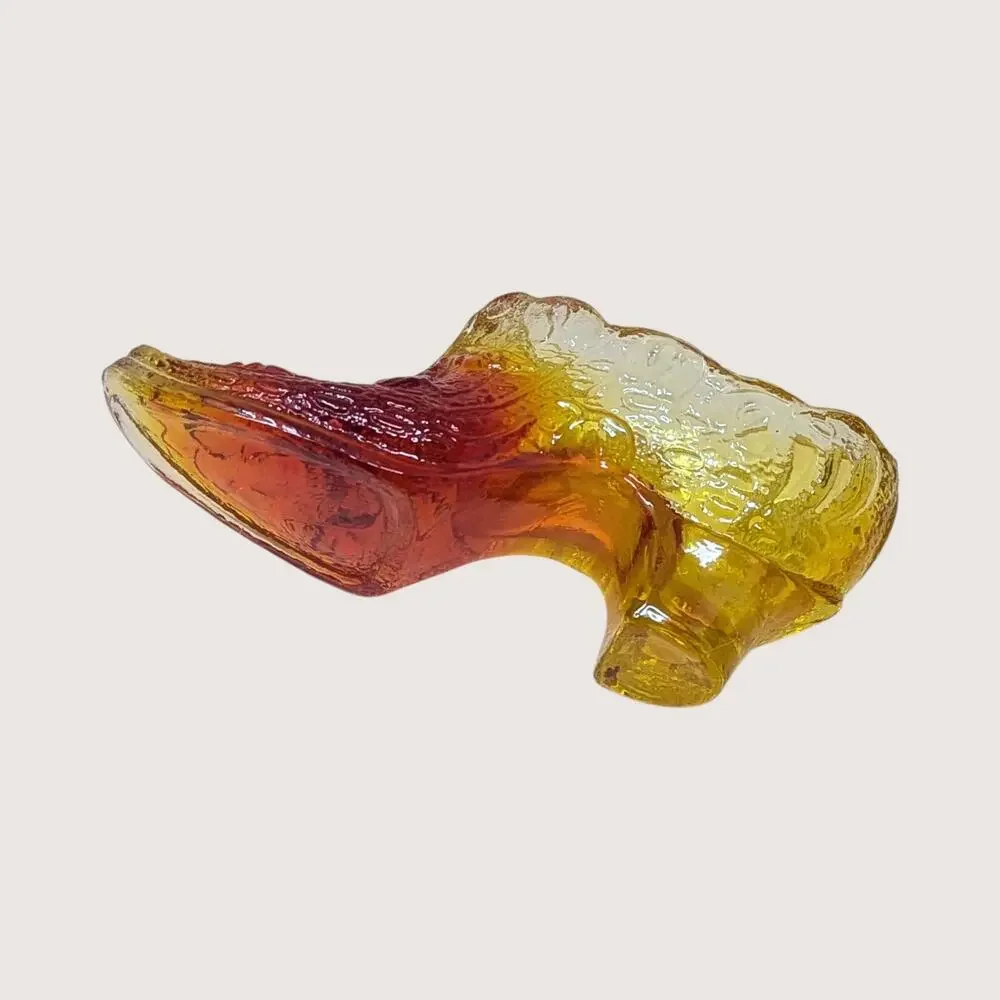 1970s Kanawha Amberina Glass Shoe