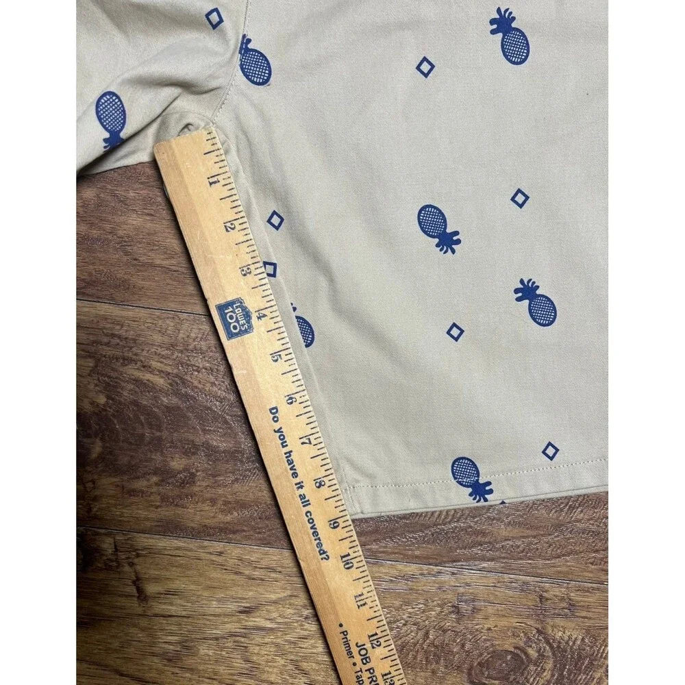 Pacific Blue Men’s Khaki Chino Shorts Blue Pineapple Design size 36 New