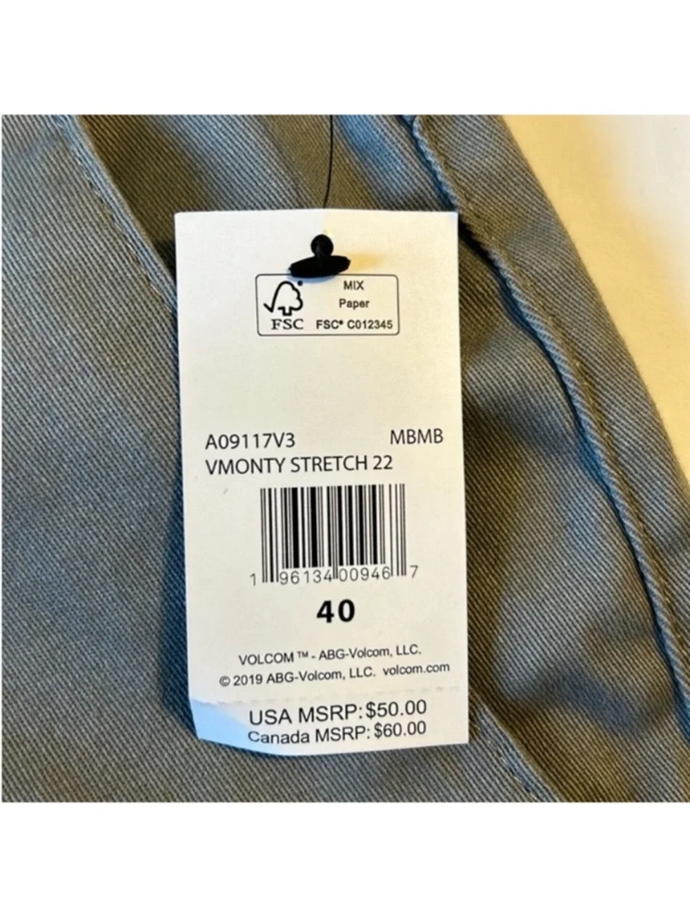 Volcom pocket length