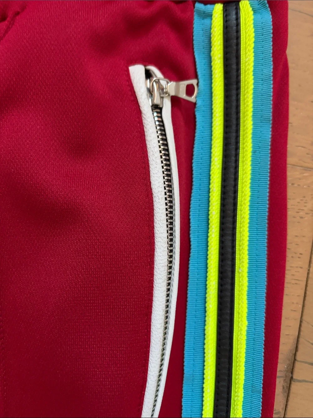 Red Track Pants with Side Stripe Detail