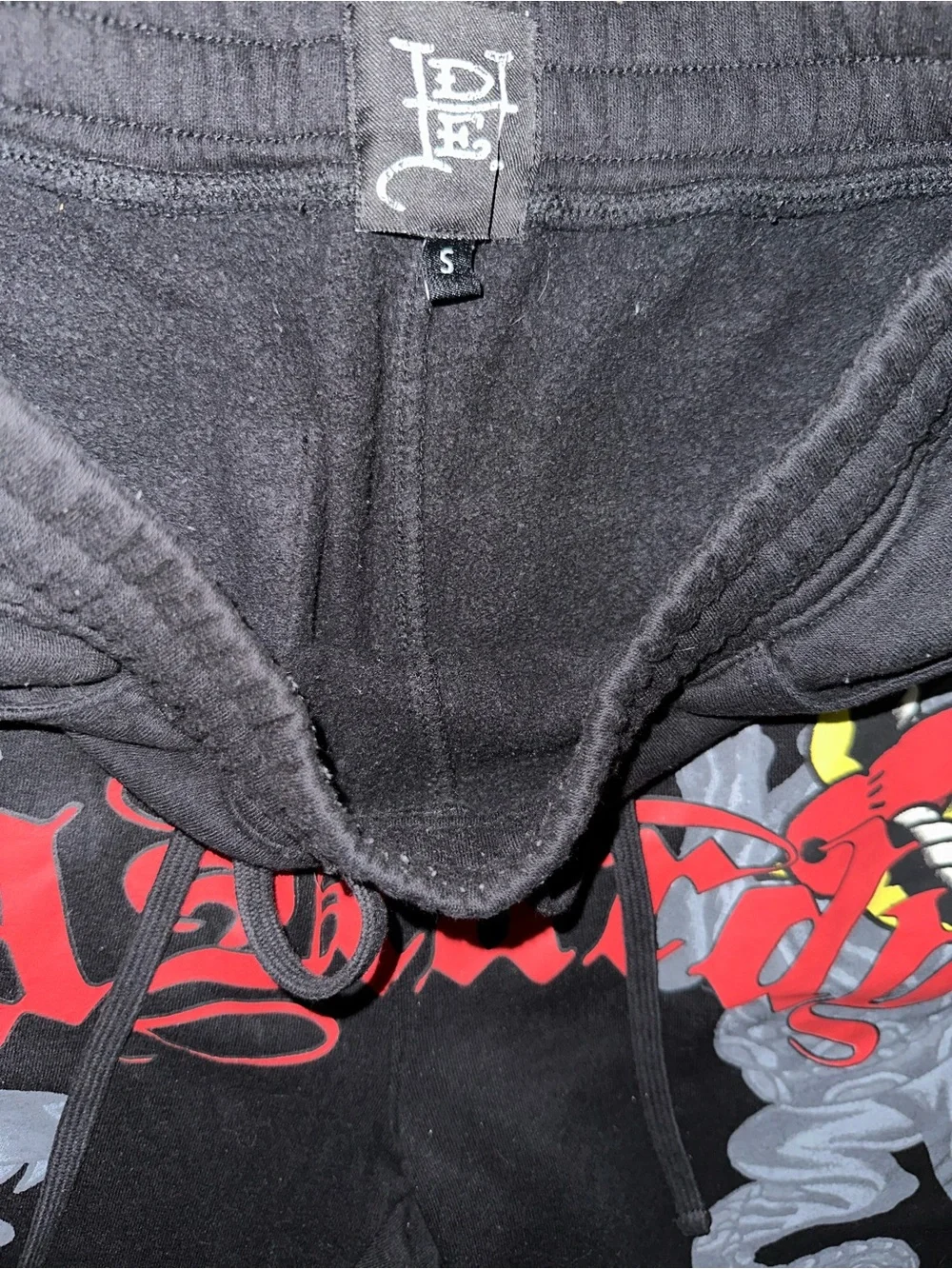 Ed Hardy Swallows Fleece Sweat Short Mens Small Black Tiger Snake Bird Print