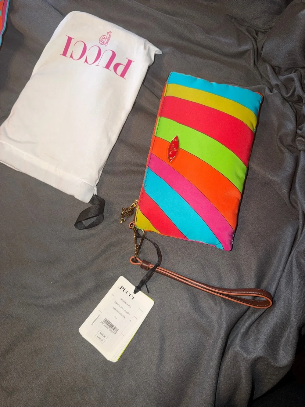Multicolor Striped Wristlet Pouch