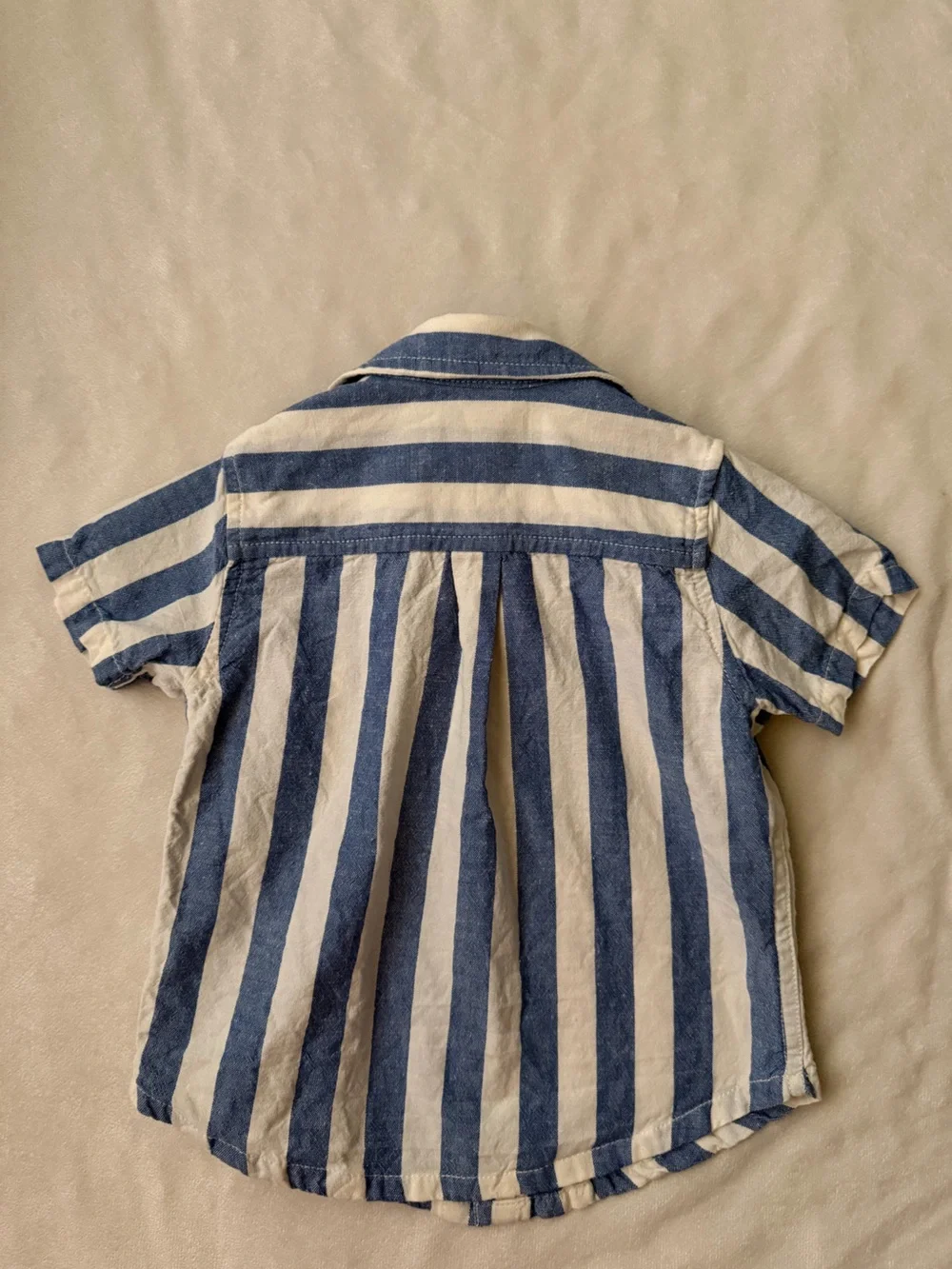 Hanna Andersson Blue & White Striped Short-Sleeve Button-Down
