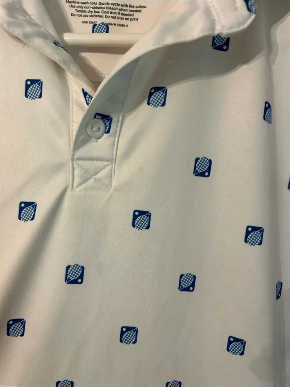 Xersion White Polo with Blue Micro Squares
