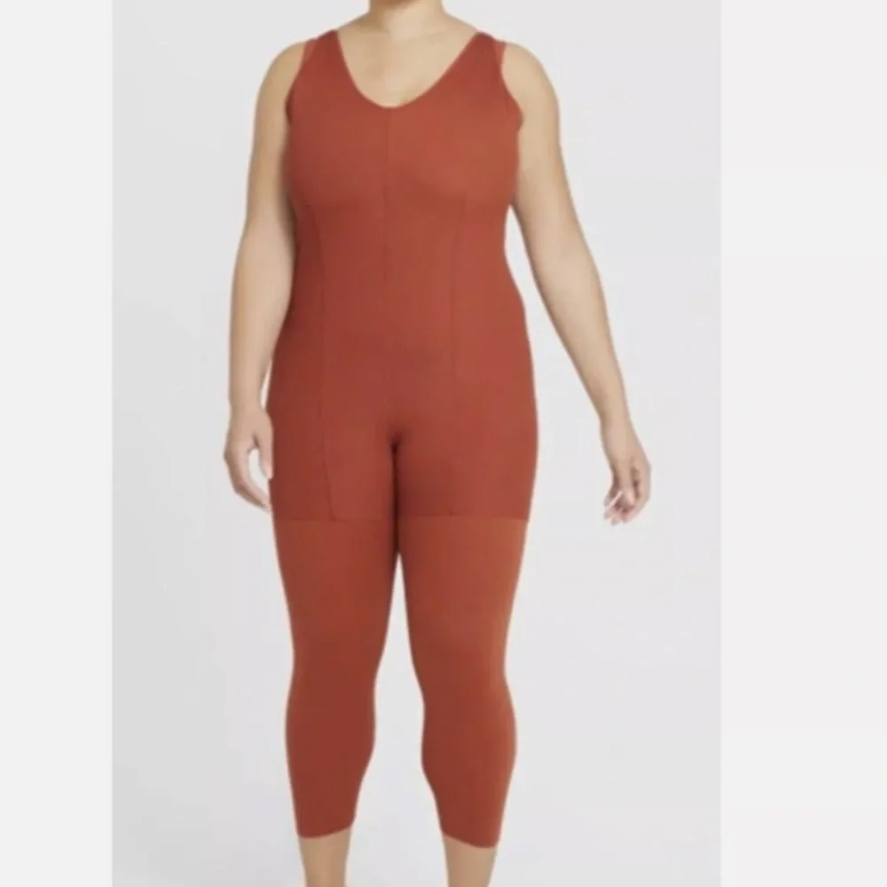 Nike Yoga Luxe Infinalon Layered Jumpsuit Onesie Burnt Orange / Rust 2X