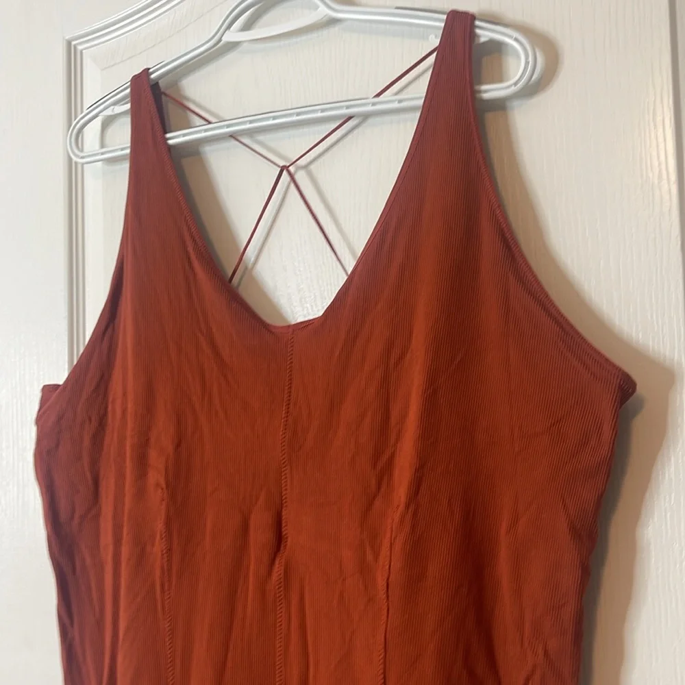 Nike Yoga Luxe Infinalon Layered Jumpsuit Onesie Burnt Orange / Rust 2X