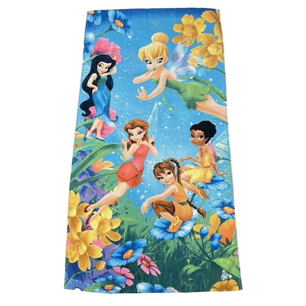 Disney Tinker Bell Fairies Blue Bath Beach Towel Cotton Tinkerbell 2003