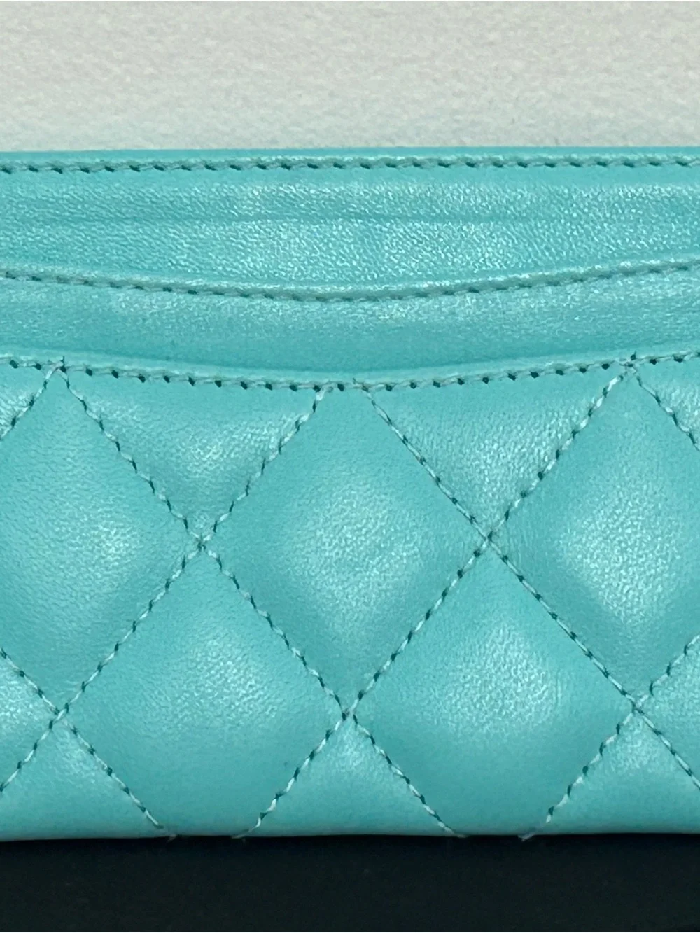 CHANEL turquoise lambskin