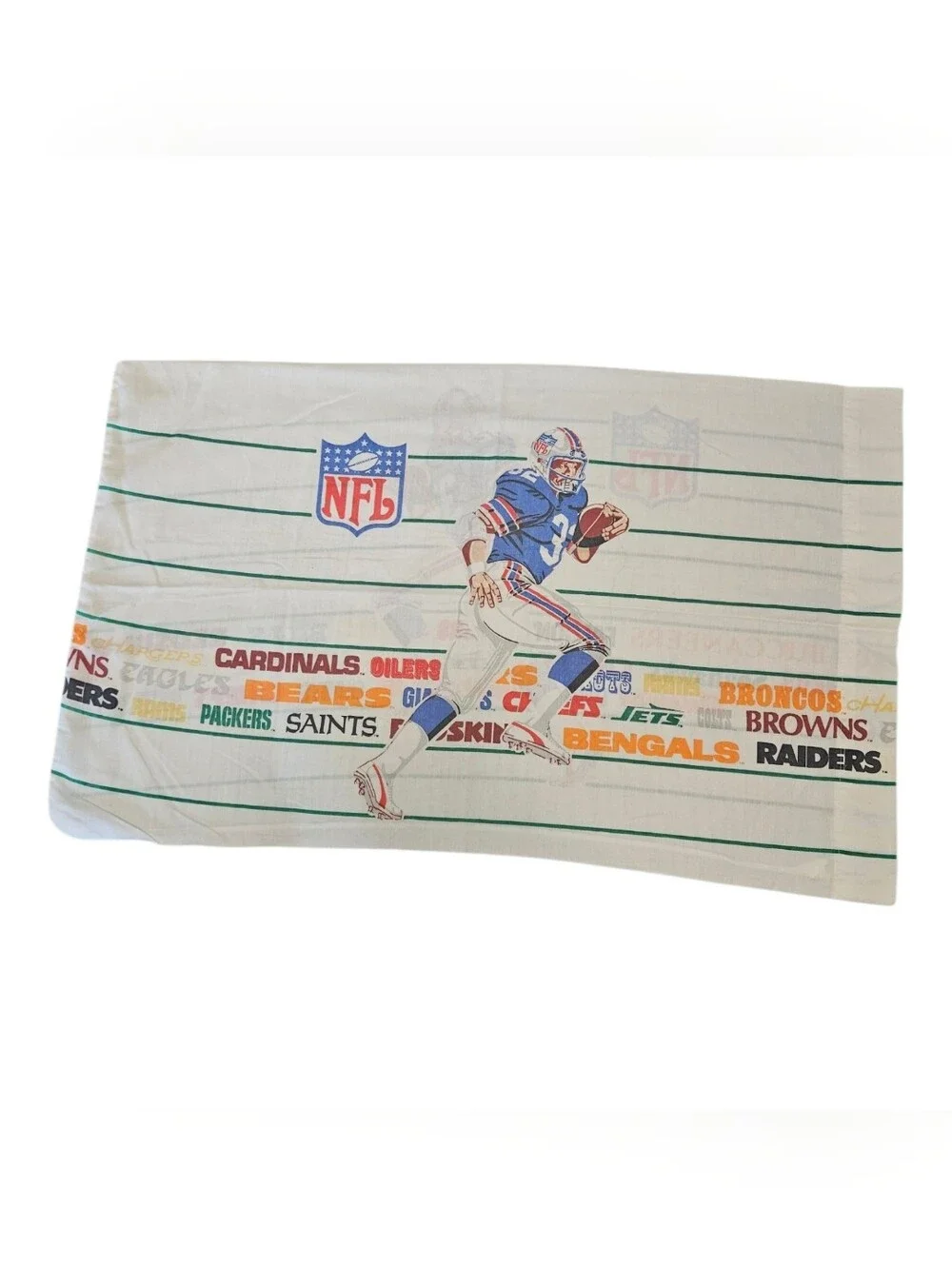 Vintage NFL  Pillowcase Bibb Company  Football Team Names Made In USA