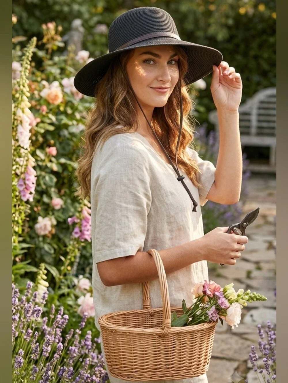 San Diego Hat Company Black Wide Brim UPF 50+ Sun Hat NWT