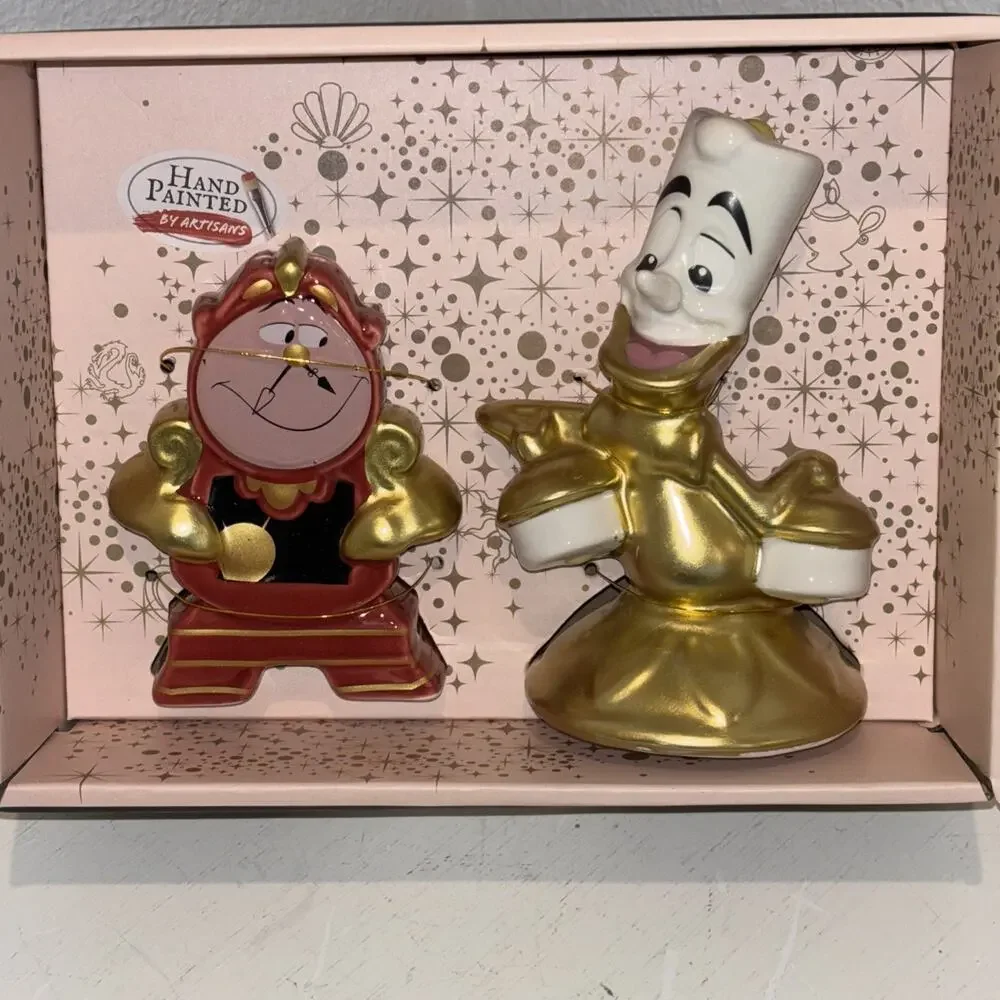 Disney Princess Beauty & The Beast Cogsworth & Lumiere Salt & Pepper Shakers Set