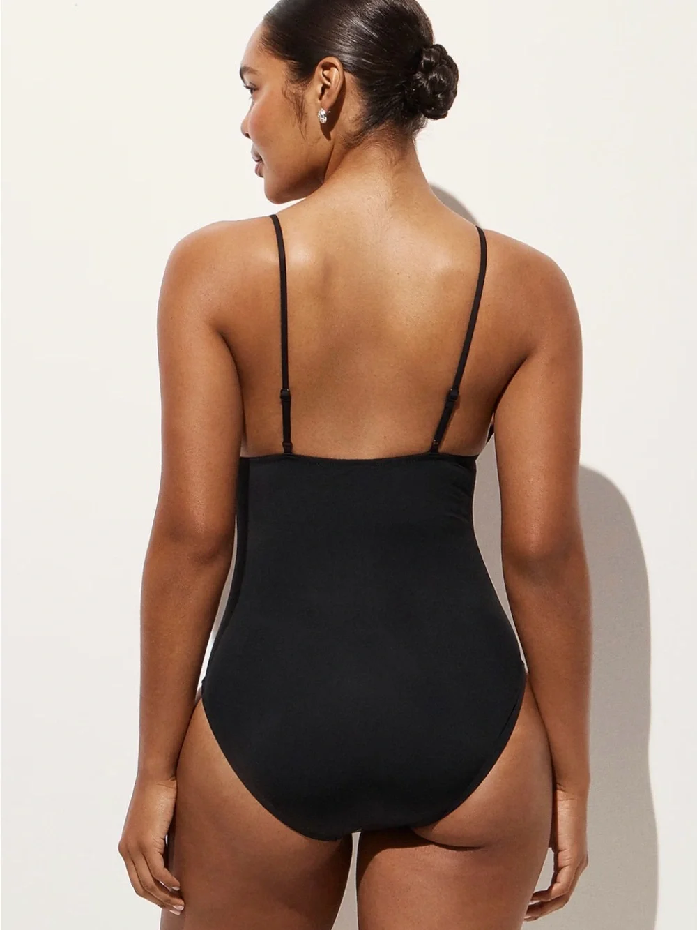 J.Crew Ruched V-neck one-piece Black Size 6