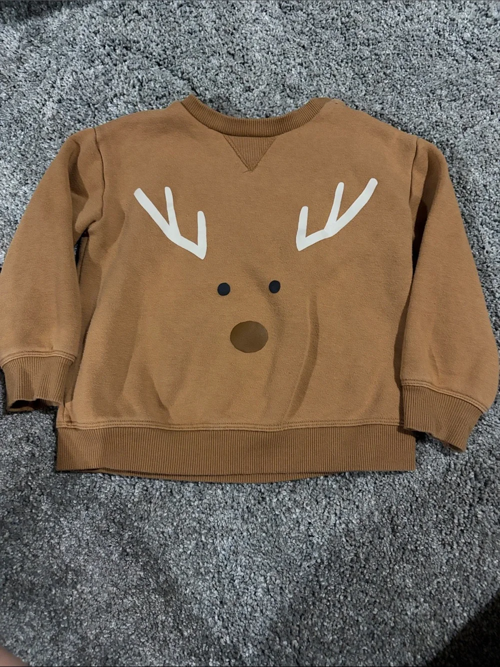 Kids Tan Reindeer Graphic Sweatshirt - Cozy Crewneck
