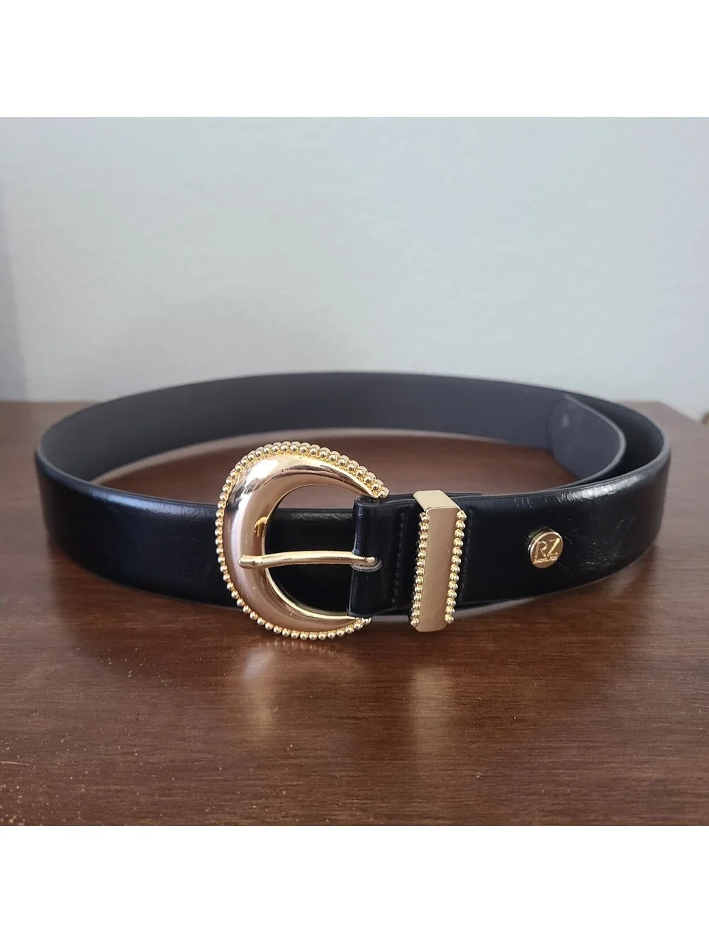 Black Dress Belt XL Gold Buckle NWOT  36