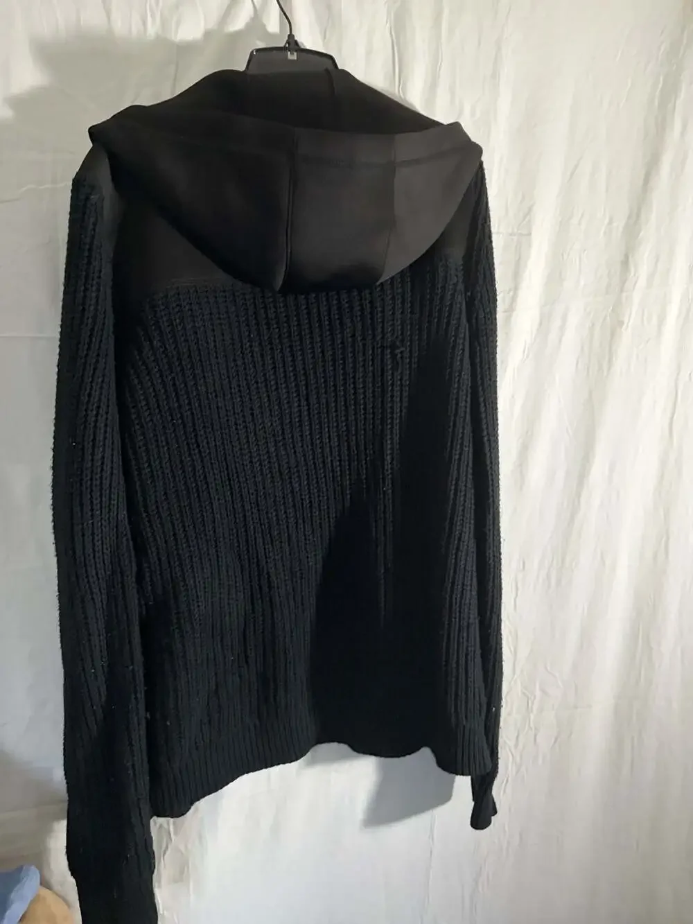 Express Men's Mixed Media Full Zip Hooded Cardigan