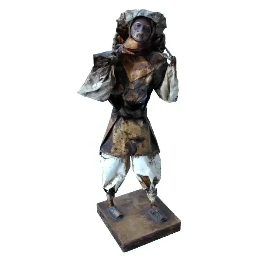 Vintage Mexican Handmade Folk Art Village People Paper Mache Figure Statue