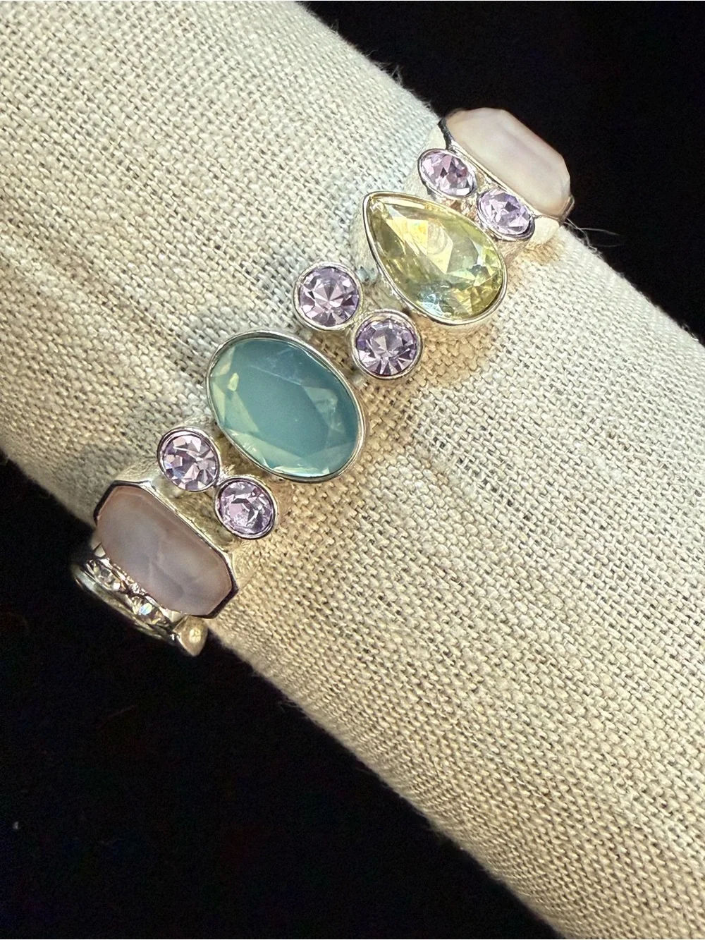 Multi-Stone Fashion Bracelet in Green, Pink and Yellow - Women's Jewelry