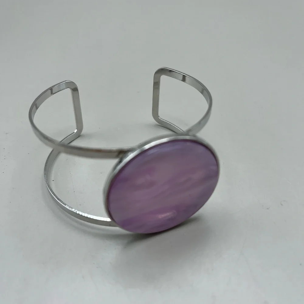 Elegant Silver and Purple Women's Bracelet