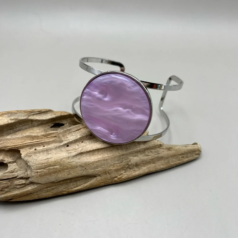 Elegant Silver and Purple Women's Bracelet