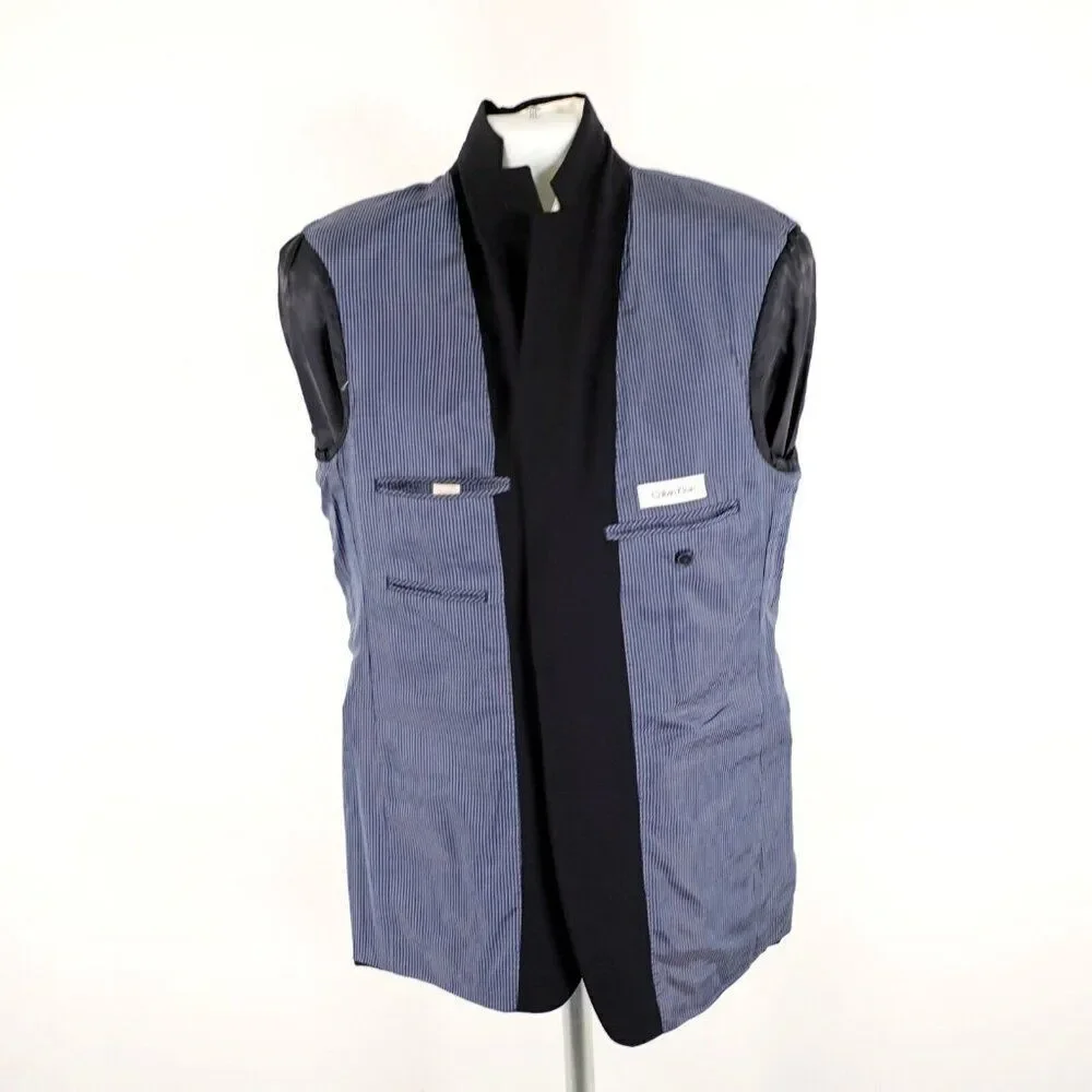Calvin Klein Wool Navy Blue 38L 2 Silver Button‎ Blazer Or Slim Fit 40L
