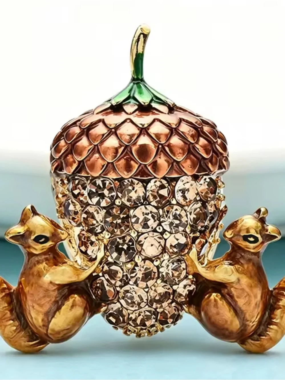 Acorn Squirrel Gold Brooch
