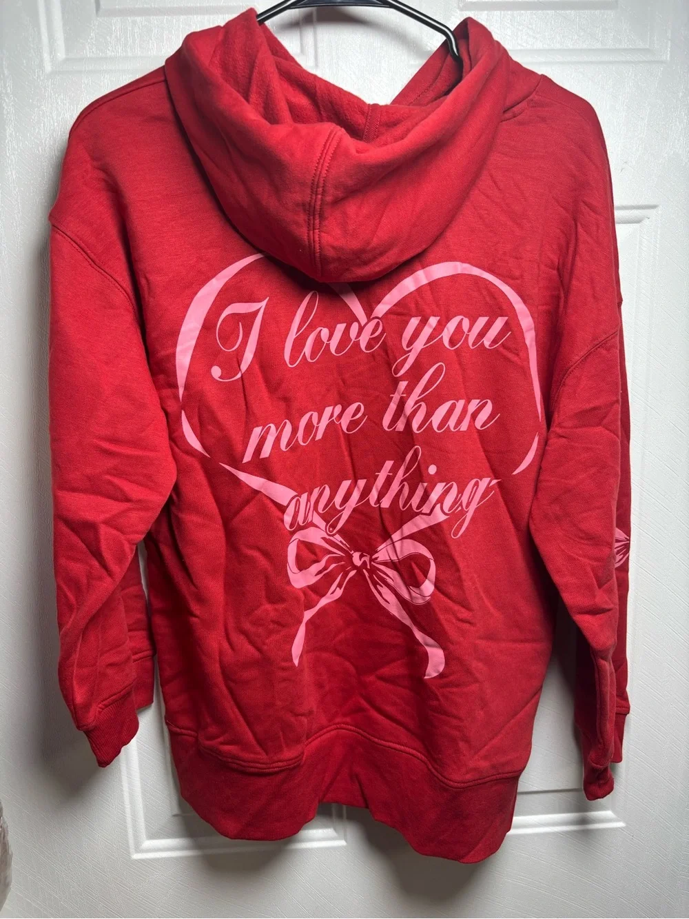 art class Red Girls' Hooded Sweatshirt with White Bow Accents