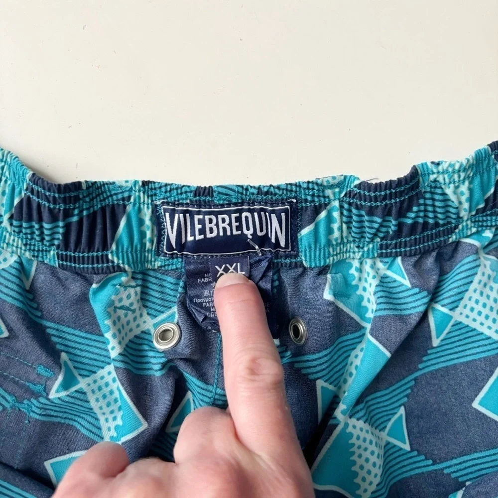 Vilebrequin Men’s Pattern Swim Trunks Size XXL Blue Unlined