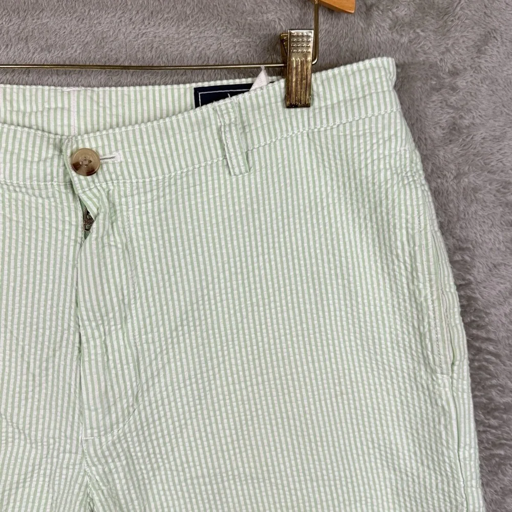 Vineyard Vines Seersucker Shorts Mens 34 Green White Stripe Chino Preppy 8