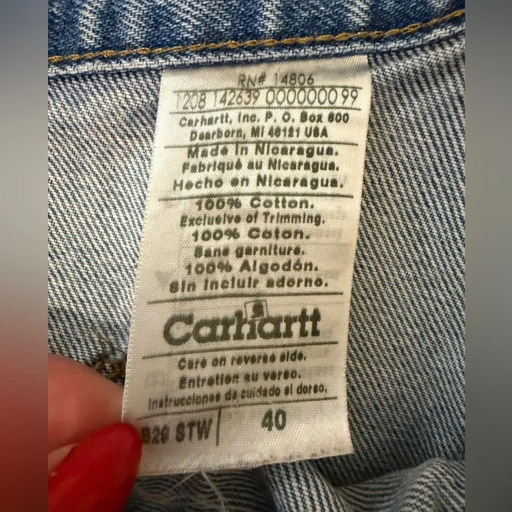 Carhartt Jean Shorts Mens 40 B29 STW Blue Denim Carpenter Jorts Work Wear Pocket