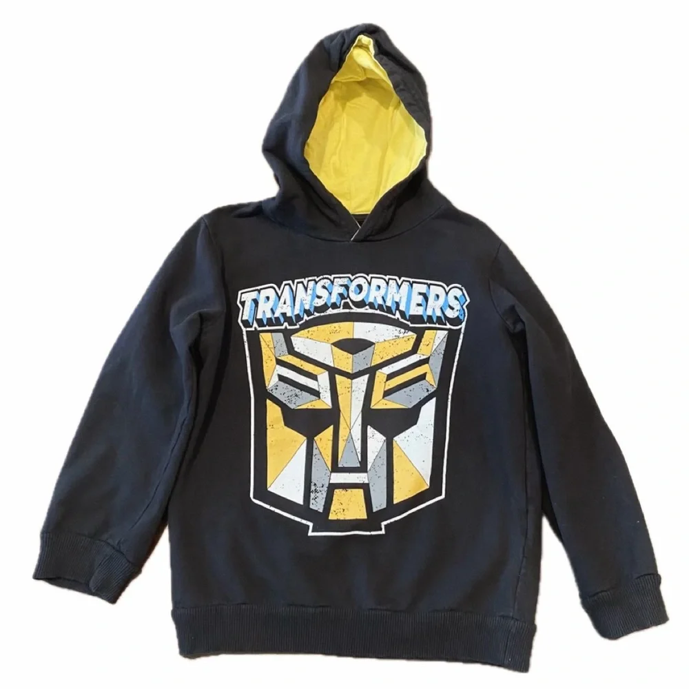 Bumblebee sweatshirt by Transformers with hood black yellow kids shirt size 7/8