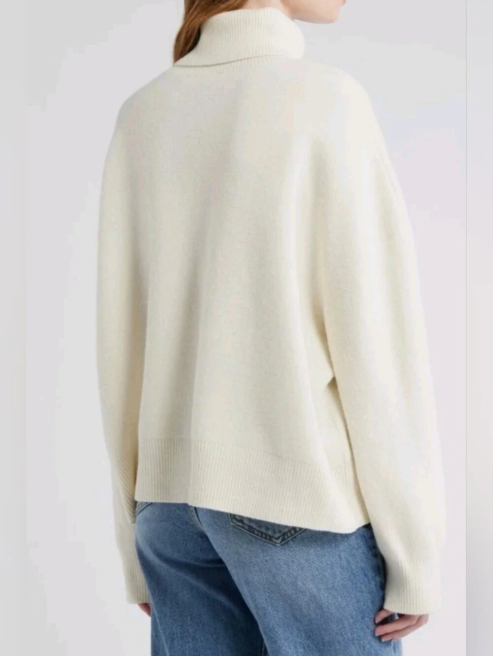 Free People Size Large Sigma Lambs Wool Blend Ivory Turtleneck Sweater  $168