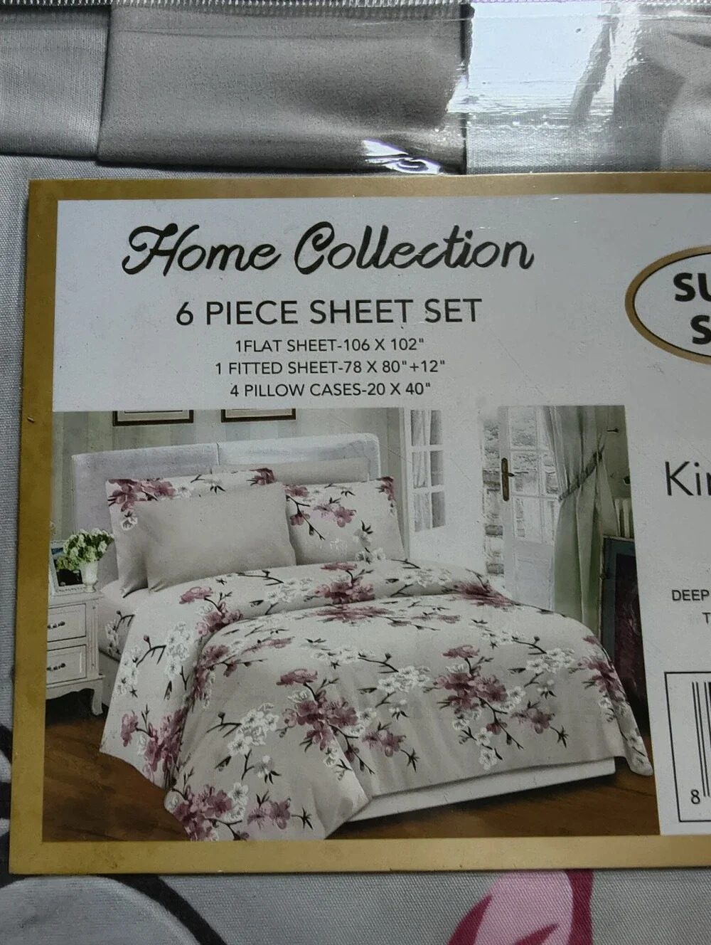 Home Collection Bamboo King Sheet Set in Pink and Gray Floral