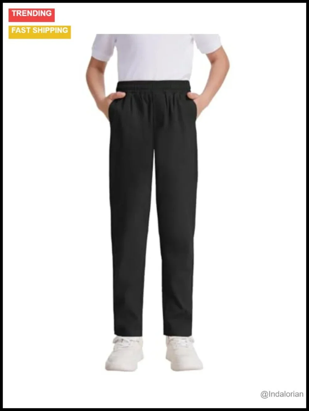 Boys' Stretch Chino Pants - Pull-On Elastic Waist School Uniform Pants