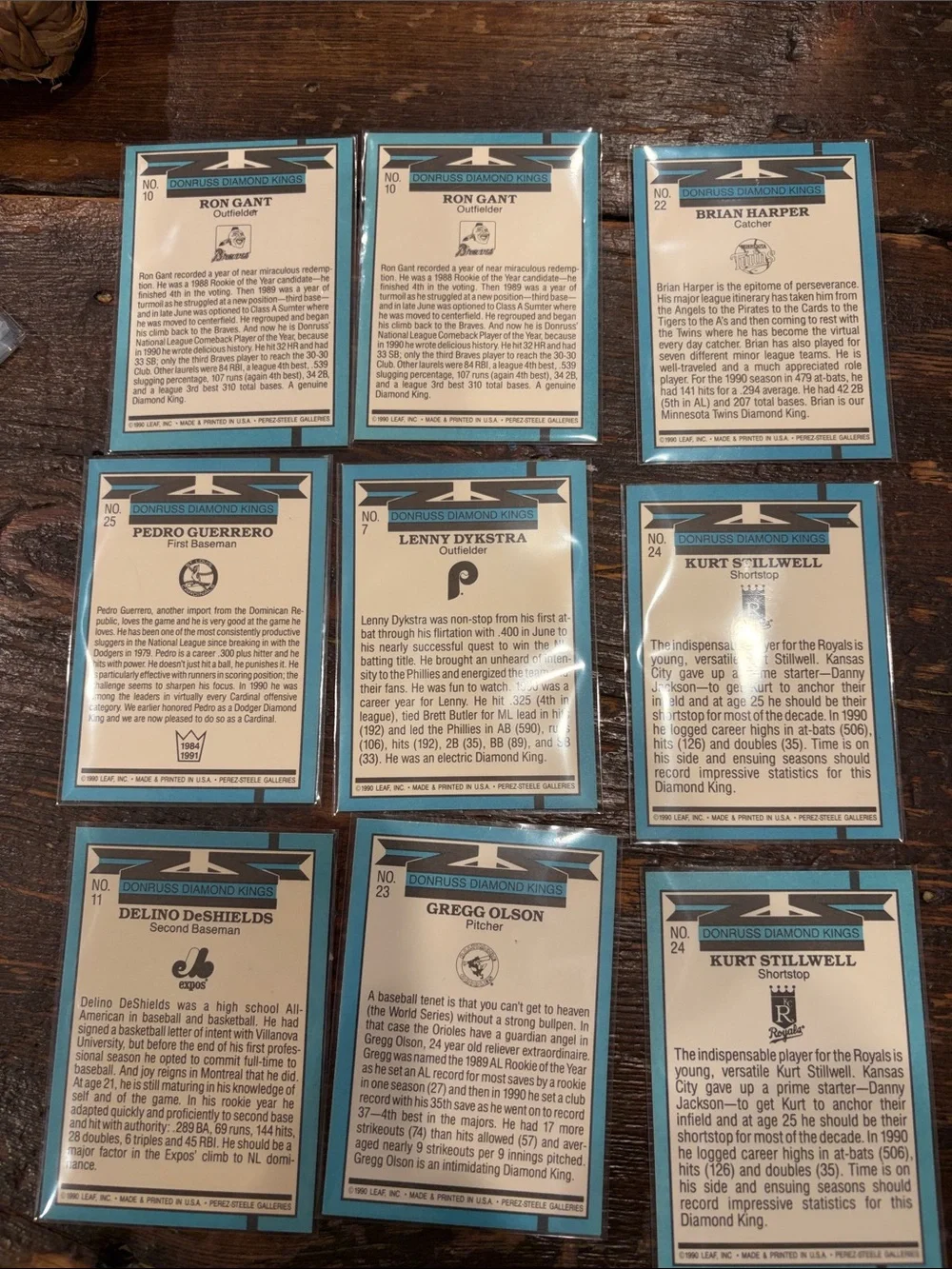 90 Donruss Diamond Kings Baseball Trading Cards