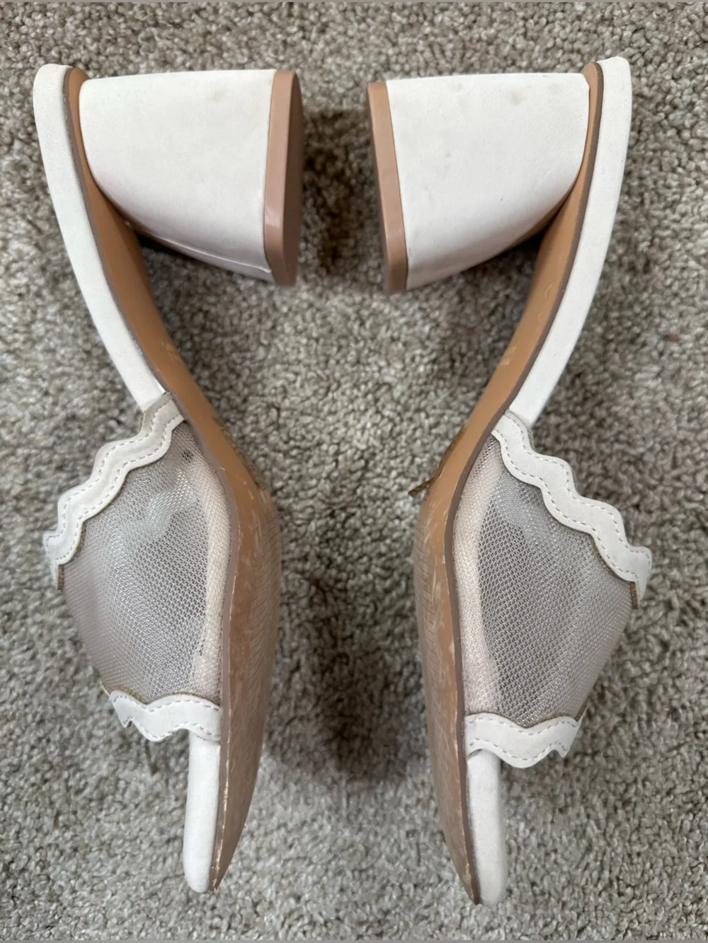 Oasis Society The Trina Scalloped Mesh Block Heel Vegan Leather Size 7.5 $42