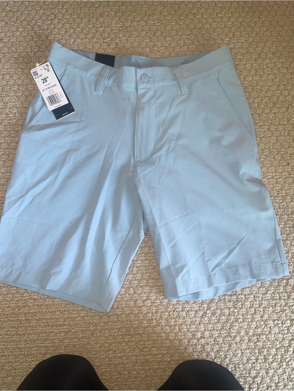 adidas Men’s Light Blue Flat-Front Golf Shorts
