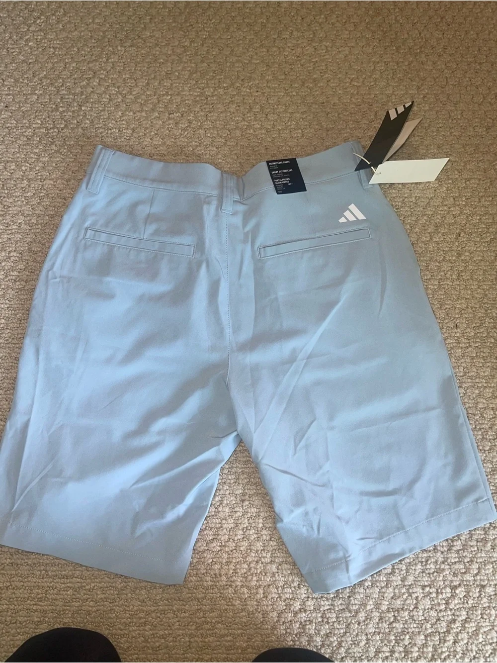 adidas Men’s Light Blue Flat-Front Golf Shorts
