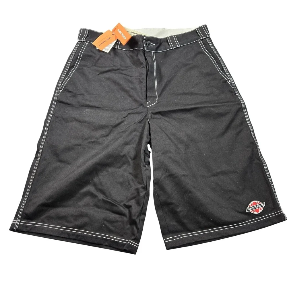 Heron Preston Shorts Mens Large 33 Black Canvas Relaxed Fit Lined Logo Chino
