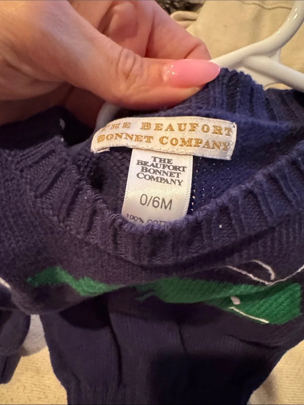 The Beaufort Bonnet Company Navy Sweater with Green Whale