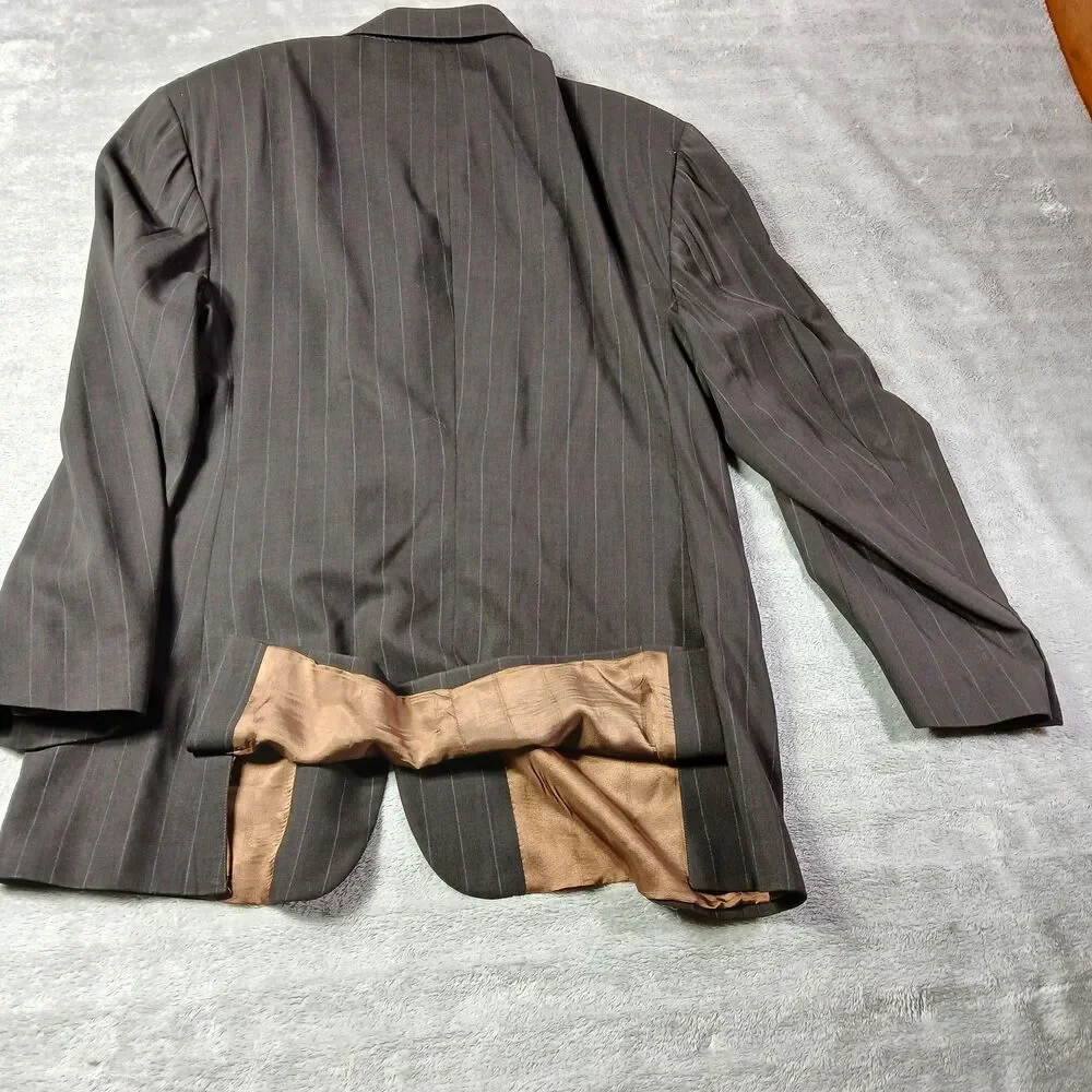 Collezioni LUomo Mens 42R 56R Brown Stripe Zegna 100s Wool Blazer Coat Old Money