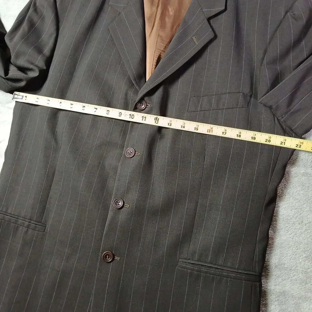 Collezioni LUomo Mens 42R 56R Brown Stripe Zegna 100s Wool Blazer Coat Old Money