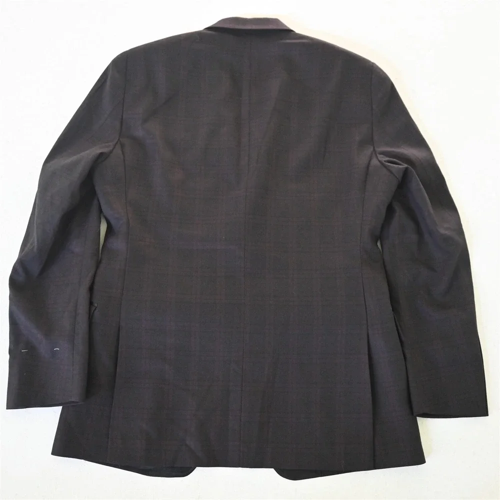 Ryan Seacrest 38R Brown Red Plaid Peak Lapel Mens‎ Blazer Suit Jacket Sport Coat