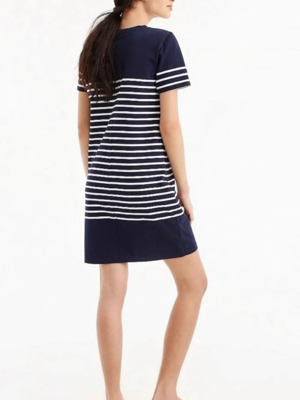 J.Crew T-shirt Dress Classic Nautical Navy/White Stripe pattern, Size Small