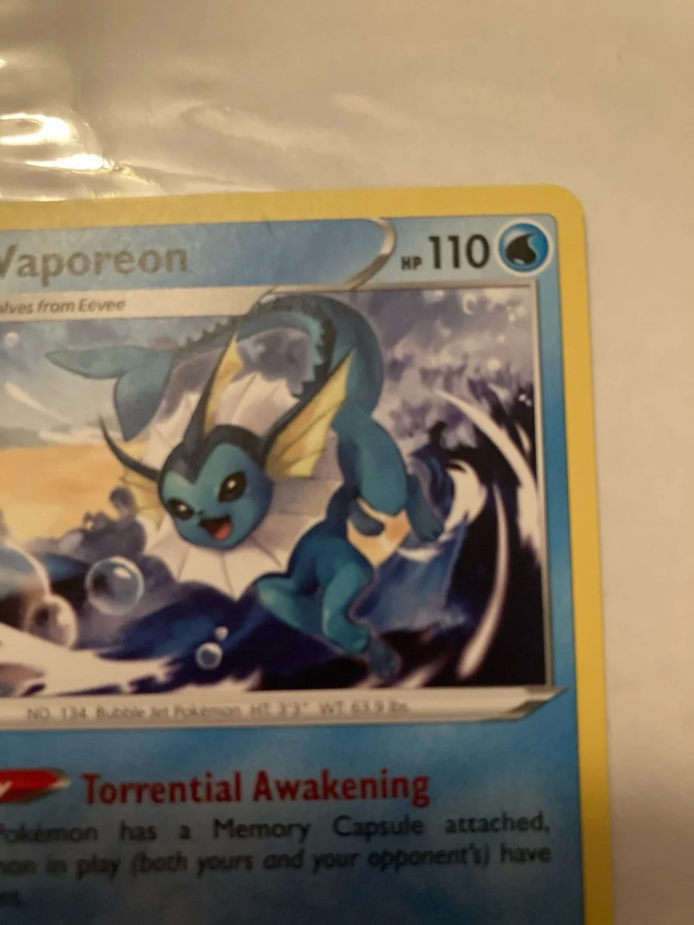 Pokemon Vaporeon Blue Yellow Trading Card 2020